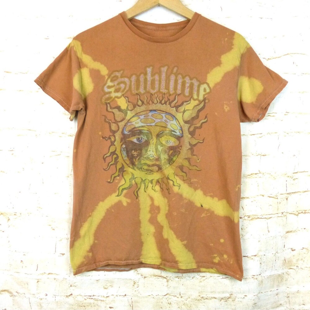 Sublime T-Shirt Men S Orange Yellow Tie Dye Sun Graphic Distressed Band Tee
